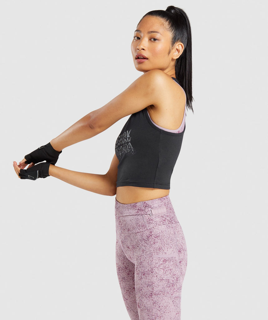 Gymshark Chalk Graphic Crop Vest Black Gymshark