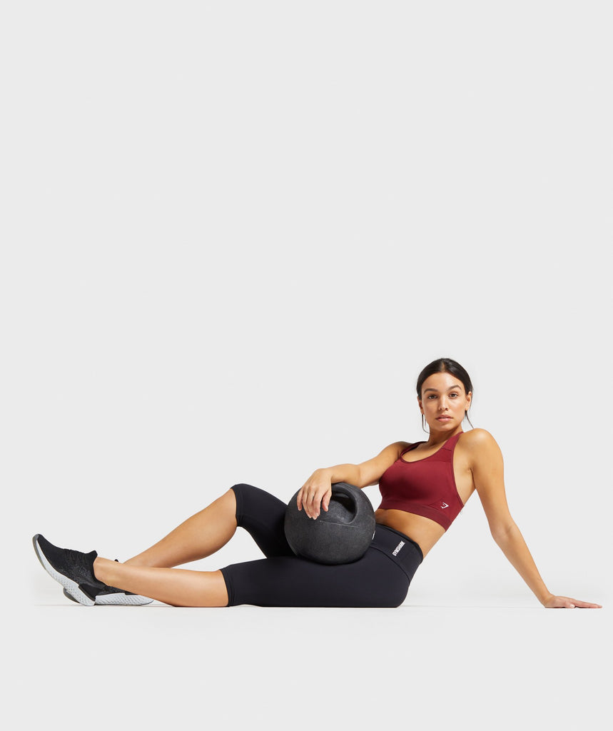 Gymshark Open Back Training Sports Bra Claret Gymshark