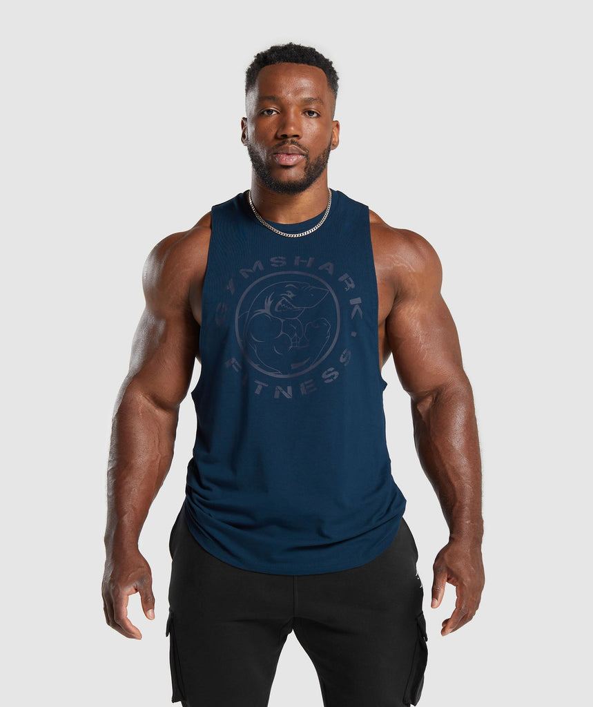 Gymshark Legacy Drop Arm Tank - Navy 1