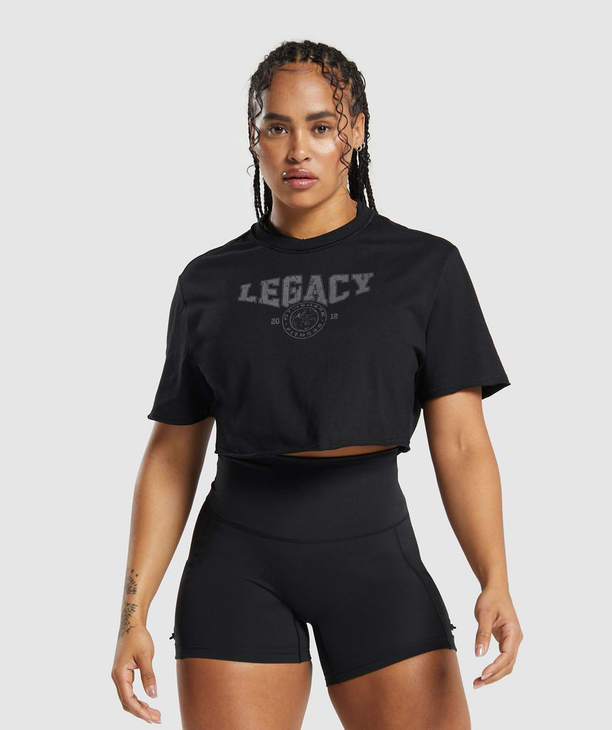 Gymshark Legacy Graphic Crop Top - Black 1