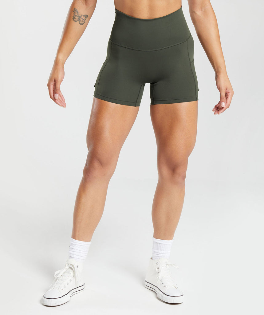 Gymshark Legacy Tight Shorts - Deep Olive Green 1