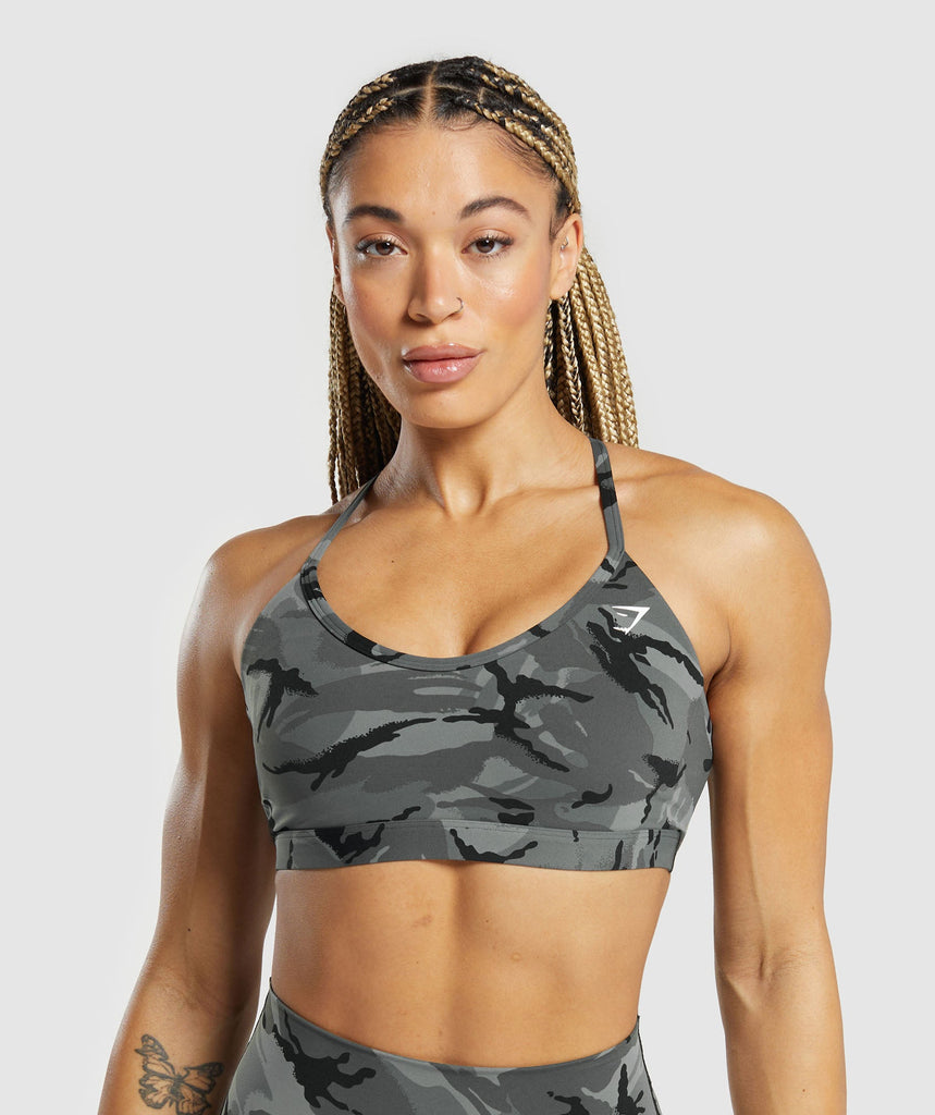 Gymshark Legacy Printed Sports Bra - Pitch Grey 1