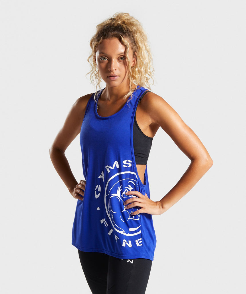 Gymshark Legacy Fitness Drop Arm Vest Blue Gymshark